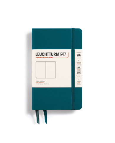 Carnet A6 rigide pocket blanc vert pacifique