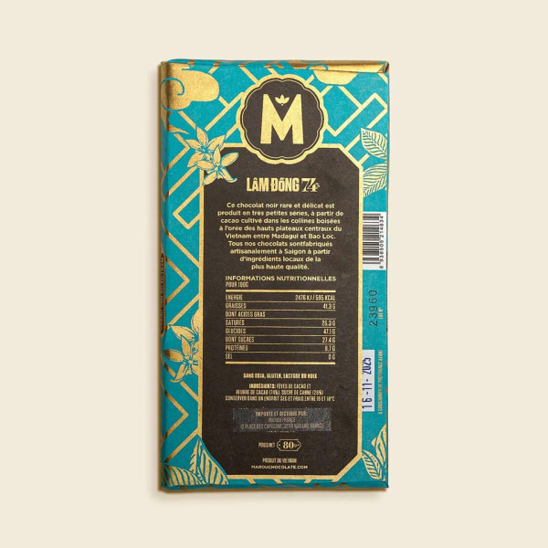 Chocolat noir Lam Dong 74% 80g Chocolat noir Lam Dong 74% 80g