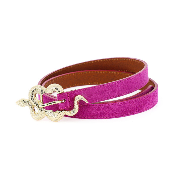 Ceinture La Barbier Velours Fuchsia Macis - 85 cm