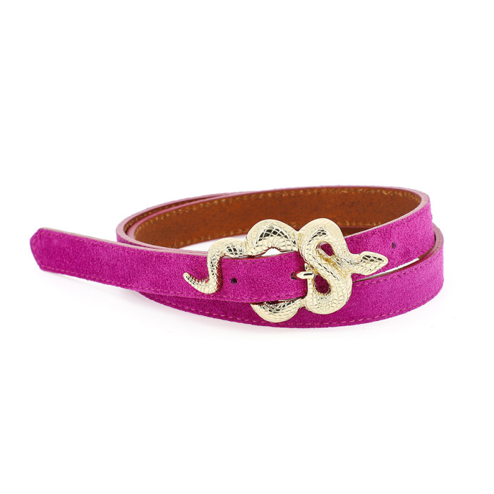 Ceinture La Barbier Velours Fuchsia Macis - 85 cm