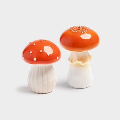 Salière et poivrière en forme de champignon