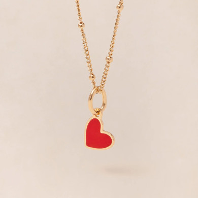 Médaille Manon petit cœur rouge - dorée à l'or fin 24 carats - 7mm Médaille Manon petit cœur rouge - dorée à l'or fin 24 carats - 7mm