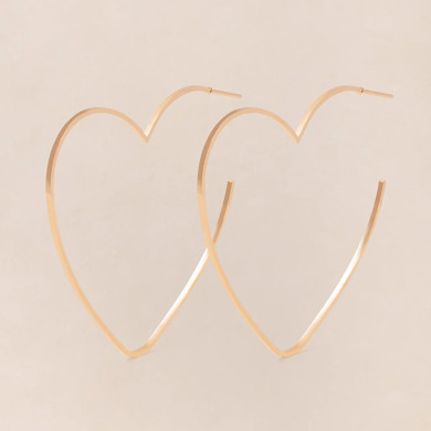 Créoles Grands Cœurs - dorées à l'or fin 24 carats