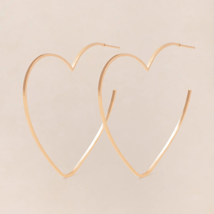 Créoles Grands Cœurs - dorées à l'or fin 24 carats