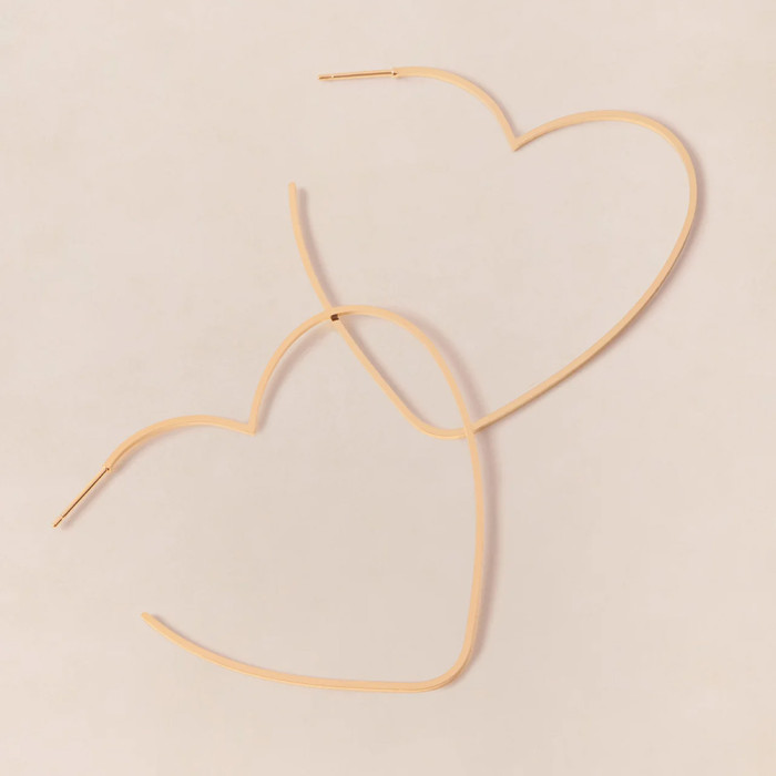 Créoles Grands Cœurs - dorées à l'or fin 24 carats