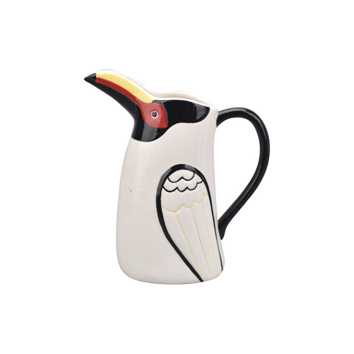 Pichet décoratif toucan blanc