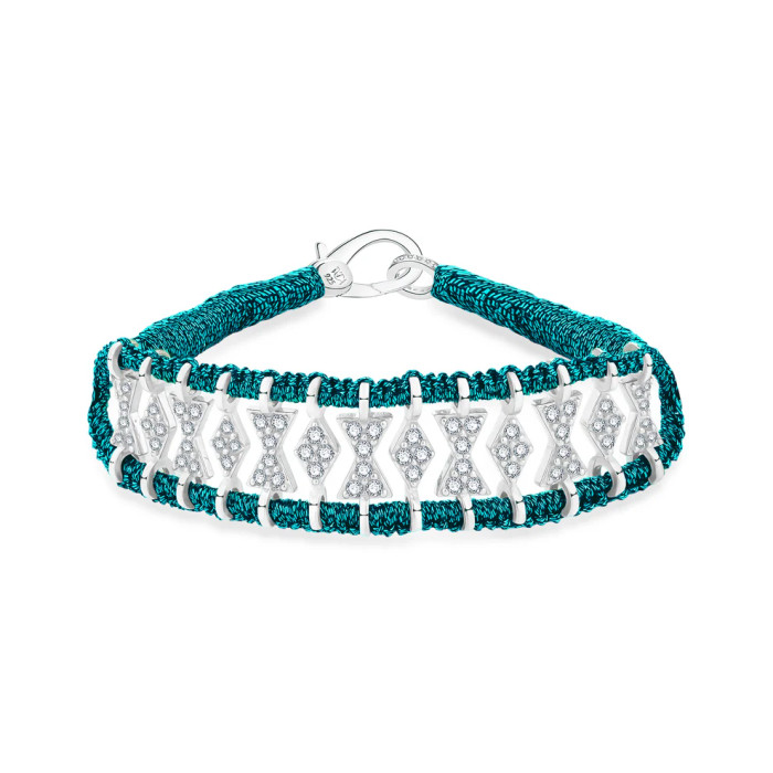 Bracelet Buzios Pacific Fil de lurex, argent 925 et diamants