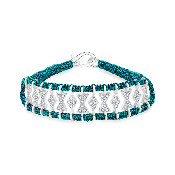 Bracelet Buzios Pacific Fil de lurex, argent 925 et diamants Bracelet Buzios Pacific Fil de lurex, argent 925 et diamants