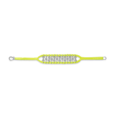 Bracelet Buzios Jaune fluo Fil de coton, argent 925 et diamants