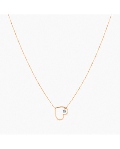 Collier en plein coeur Or Rose - Diamant 0,12 carat
