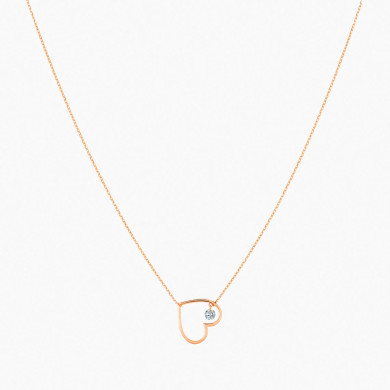 Collier en plein coeur Or Rose - Diamant 0,12 carat