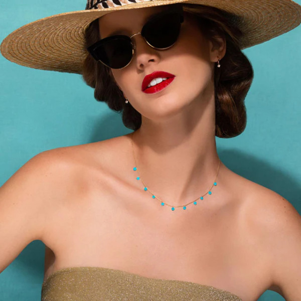 Collier Turquoise en Or Jaune