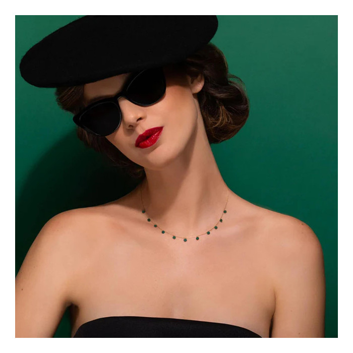 Collier Malachite en Or Jaune