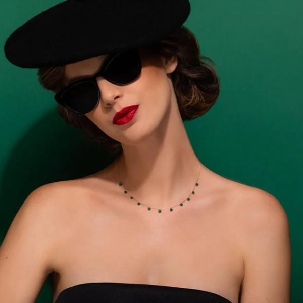 Collier Malachite en Or Jaune