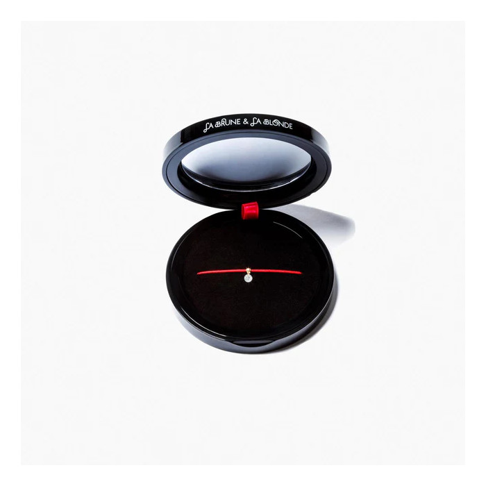 Bracelet cordon rouge en or rose et diamant 0,07 carat