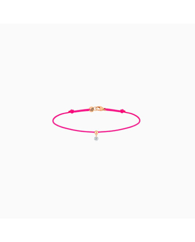 Bracelet cordon rose en or rose et diamant 0,07 carat