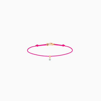 Bracelet cordon rose en or rose et diamant 0,07 carat