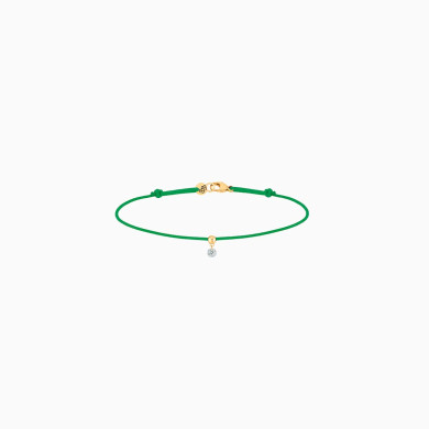 Bracelet cordon vert en or jaune et diamant 0,07 carat