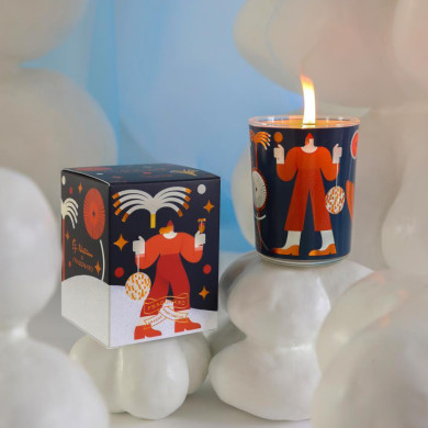 Bougie en étui 200g - Le Feu sous la Glace  - Pot en verre décoré