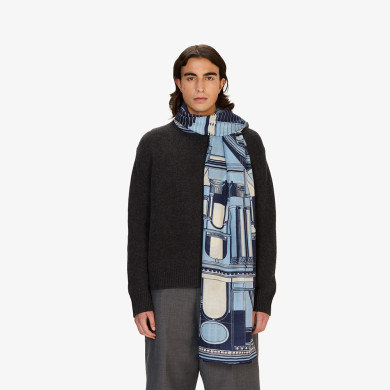 Écharpe 100 - Architecture - Bleu - Inoui Éditions