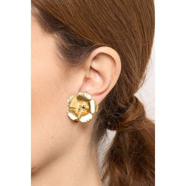 Boucles d’oreilles clips – Fleurs dorées – Magnolia