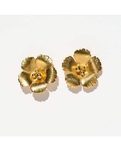 Boucles d’oreilles clous – Fleurs dorées – Magnolia