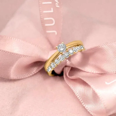 Bague en or jaune avec diamants - Taille 54