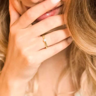 Bague en or jaune avec diamants - Taille 54