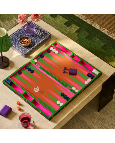 Backgammon écaille rose et vert - Addison Ross