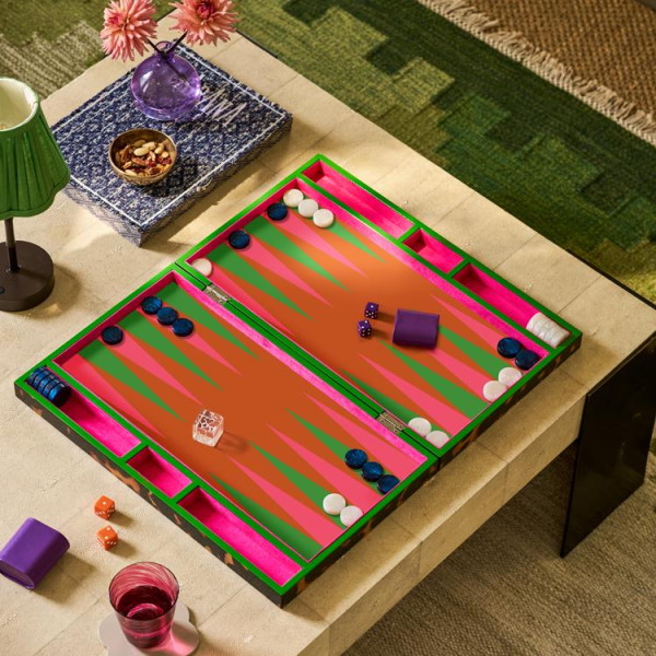 Backgammon écaille rose et vert - Addison Ross