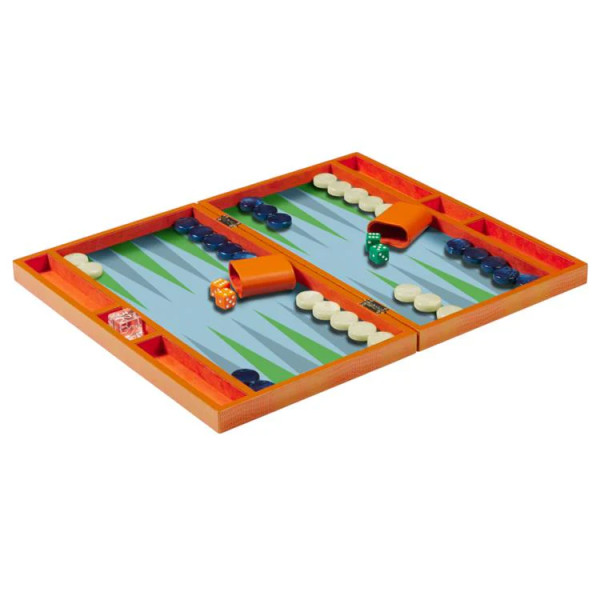 Backgammon laqué orange croc - Addison Ross