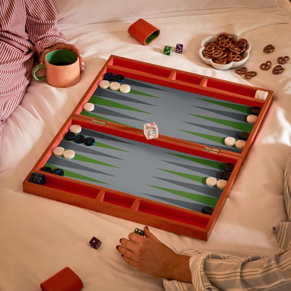Backgammon laqué orange croc - Addison Ross