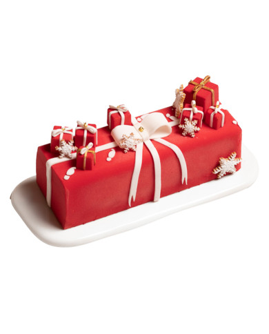 Bûche de Noël "Cadeaux" - citron, yuzu et framboise pour 6/8 personnes