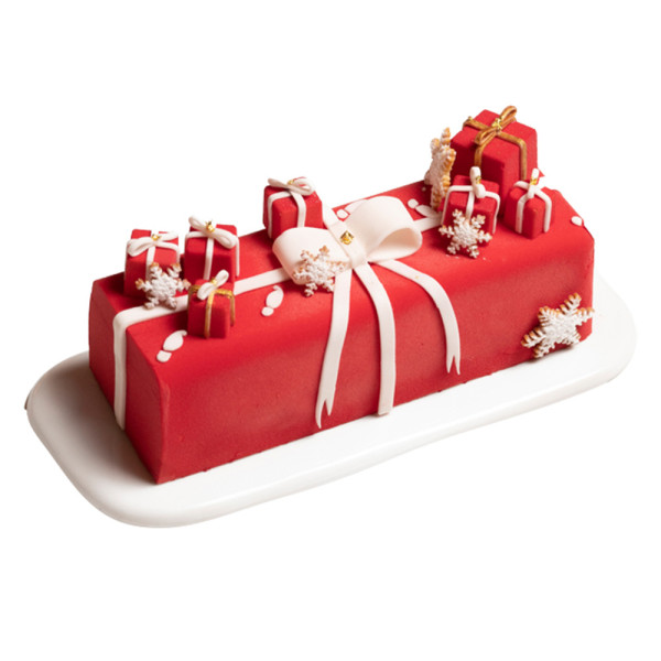 Bûche de Noël "Cadeaux" - citron, yuzu et framboise pour 6/8 personnes