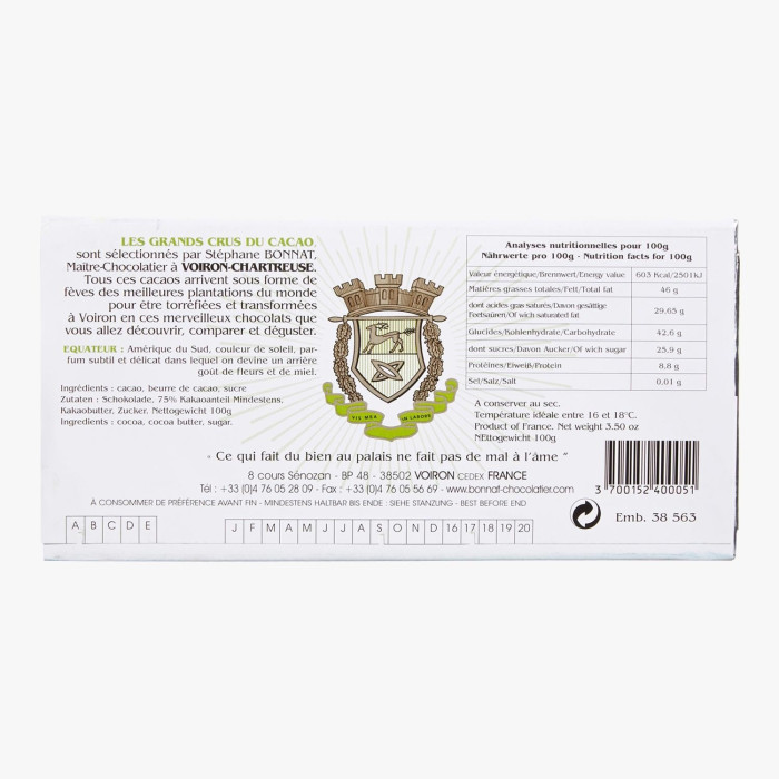 Chocolat Noir Equateur 100g - Bonnat