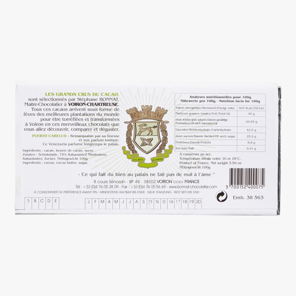 Chocolat Noir Puerto Cabello 100g - Bonnat