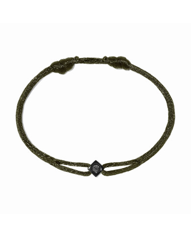 Bracelet sur cordon Le Cube Diamant titane noir et diamant noir