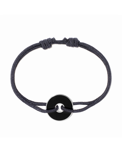 Bracelet sur cordon Pi Black & White argent et onyx