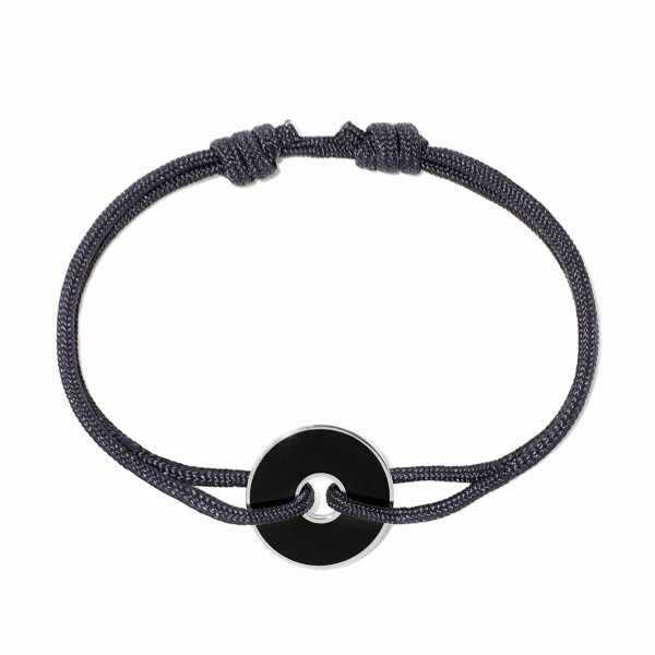 Bracelet sur cordon Pi Black & White argent et onyx