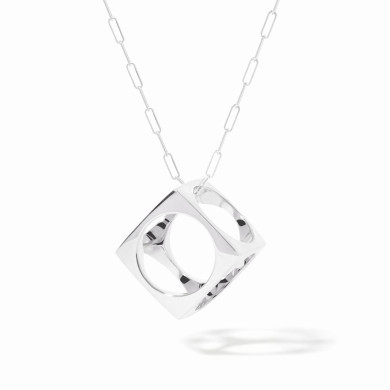 Pendentif sur chaîne Le Pavé grand modèle argent