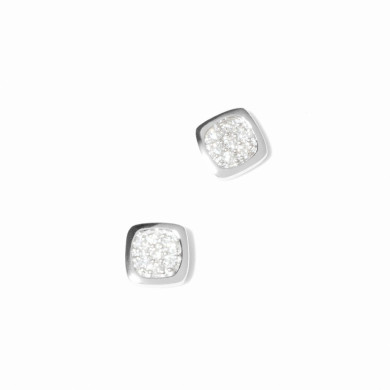 Puces d'oreilles Impression Domino or blanc et diamants