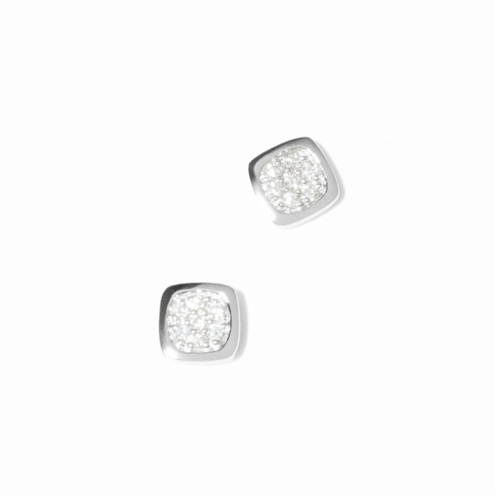 Puces d'oreilles Impression Domino or blanc et diamants