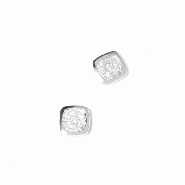 Puces d'oreilles Impression Domino or blanc et diamants