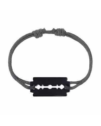 Bracelet sur cordon Lame de rasoir moyen modèle titane noir