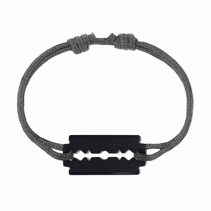 Bracelet sur cordon Lame de rasoir moyen modèle titane noir