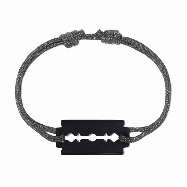 Bracelet sur cordon Lame de rasoir moyen modèle titane noir