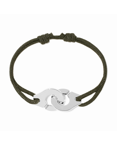 Bracelet sur cordon Menottes dinh van très grand modèle argent