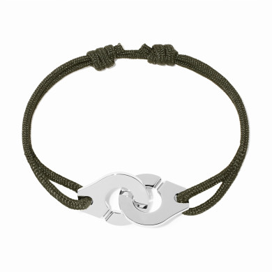 Bracelet sur cordon Menottes dinh van très grand modèle argent