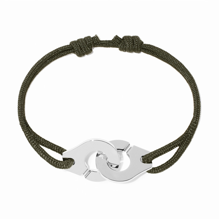 Bracelet sur cordon Menottes dinh van très grand modèle argent