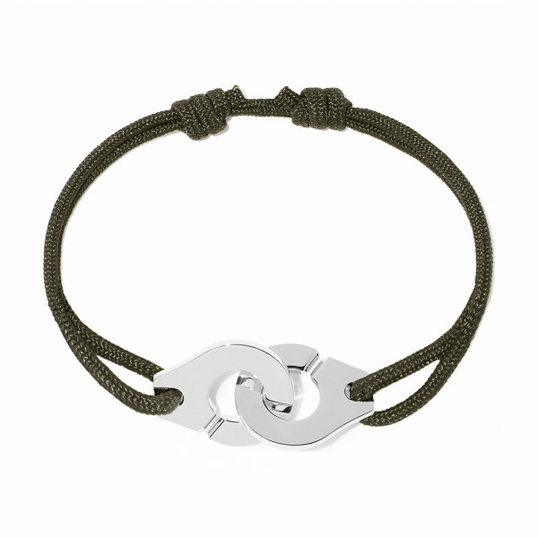 Bracelet sur cordon Menottes dinh van très grand modèle argent